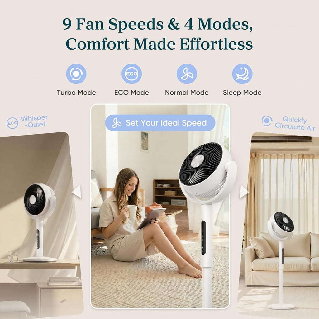 2-in-1 Silent Floor-Standing Circulation Fan | Powerful Airflow for Whole-Room Cooling