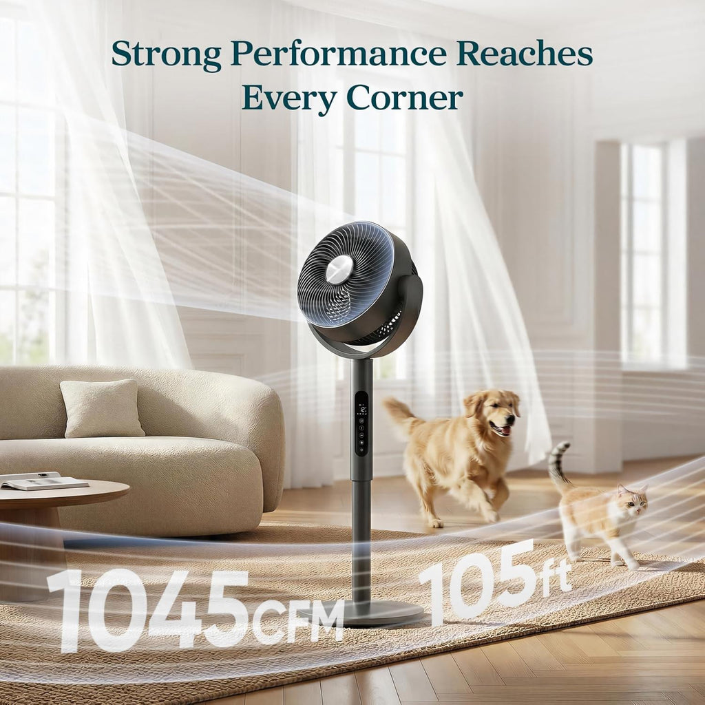 2-in-1 Silent Floor-Standing Circulation Fan | Powerful Airflow for Whole-Room Cooling