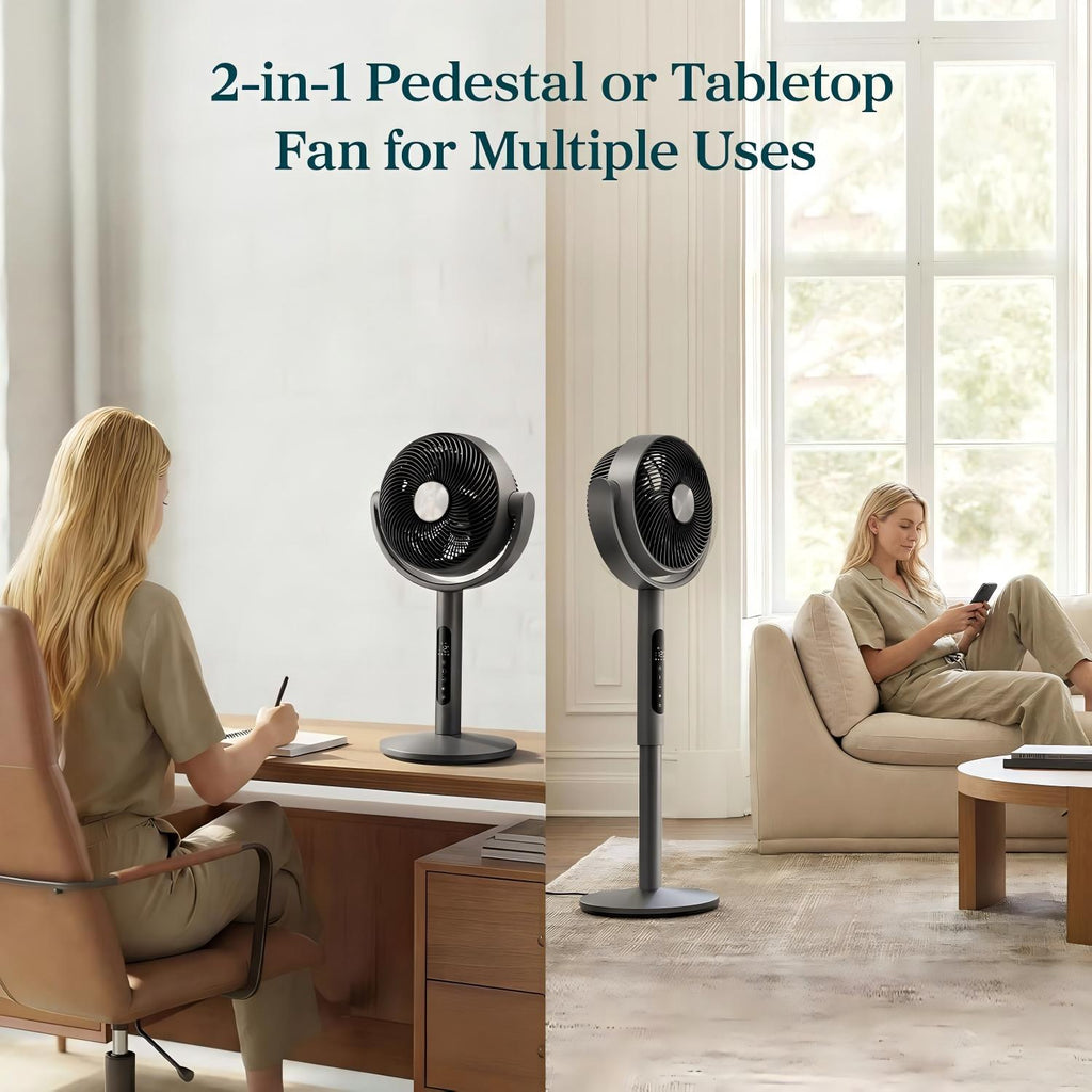 2-in-1 Silent Floor-Standing Circulation Fan | Powerful Airflow for Whole-Room Cooling