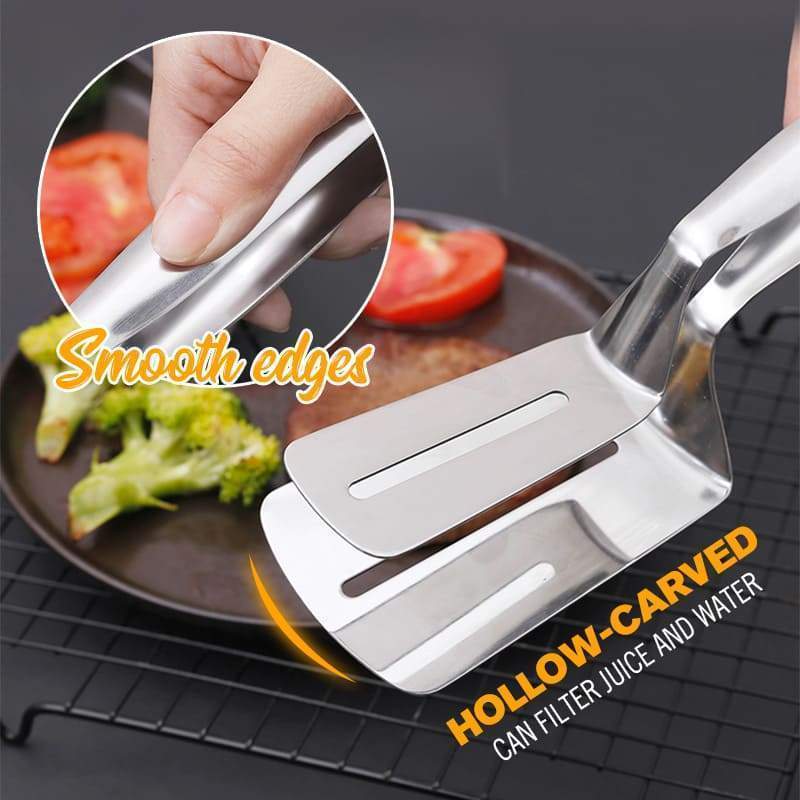 3-in-1 cooking clamp – grab, flip, scrape, and drain oil easily!