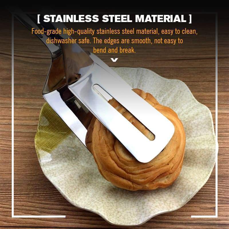 3-in-1 cooking clamp – grab, flip, scrape, and drain oil easily!